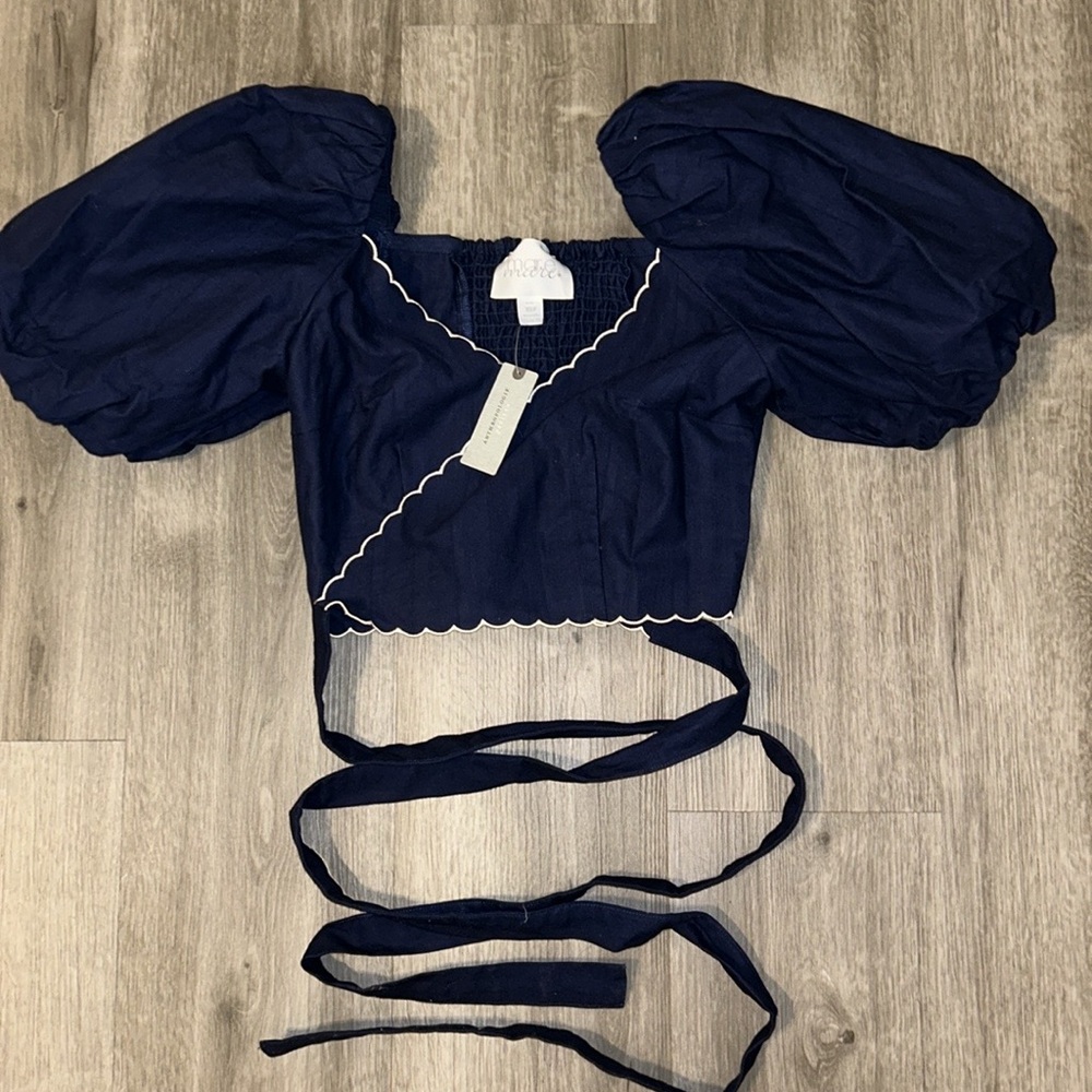 Mare Puff Sleeve linen wrap blouse - Picture 5 of 11